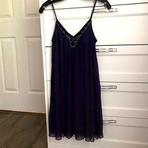 Express swing dress with embellished neck